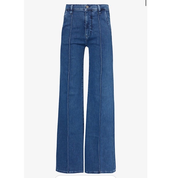Frame Denim Denim - FRAME The Pintuck‎ Flared StraightLeg Mid Rise Stretch-Denim Blend Jeans 25